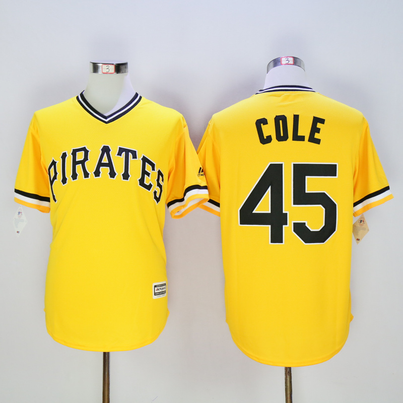 Men Pittsburgh Pirates 45 Cole Yellow Game MLB Jerseys